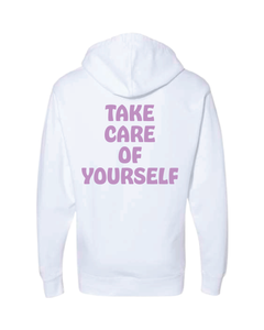 Take Care of Yourself White Hoodie