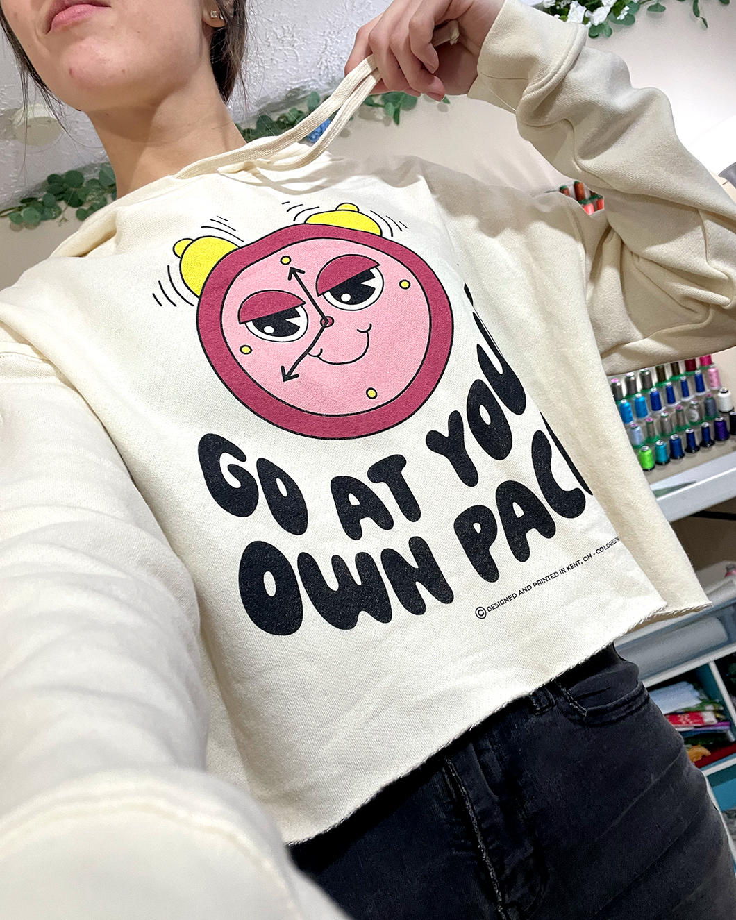 Go at Your Own Pace Cropped Hoodie S
