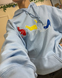 Abstract Cat Blue Hoodie L