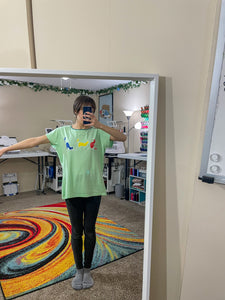 Abstract Cat Green Adidas T-Shirt XL